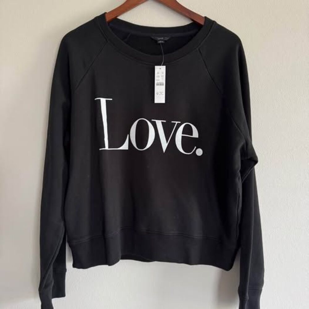 J.Crew Love Graphic Sweatshirt Black 100% Cotton L NWT